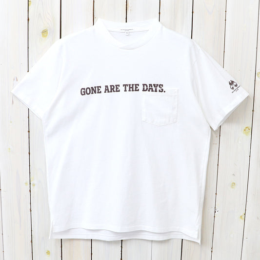 ENGINEERED GARMENTS : Printed Cross Crew Neck T-Shirt-Gone (White)