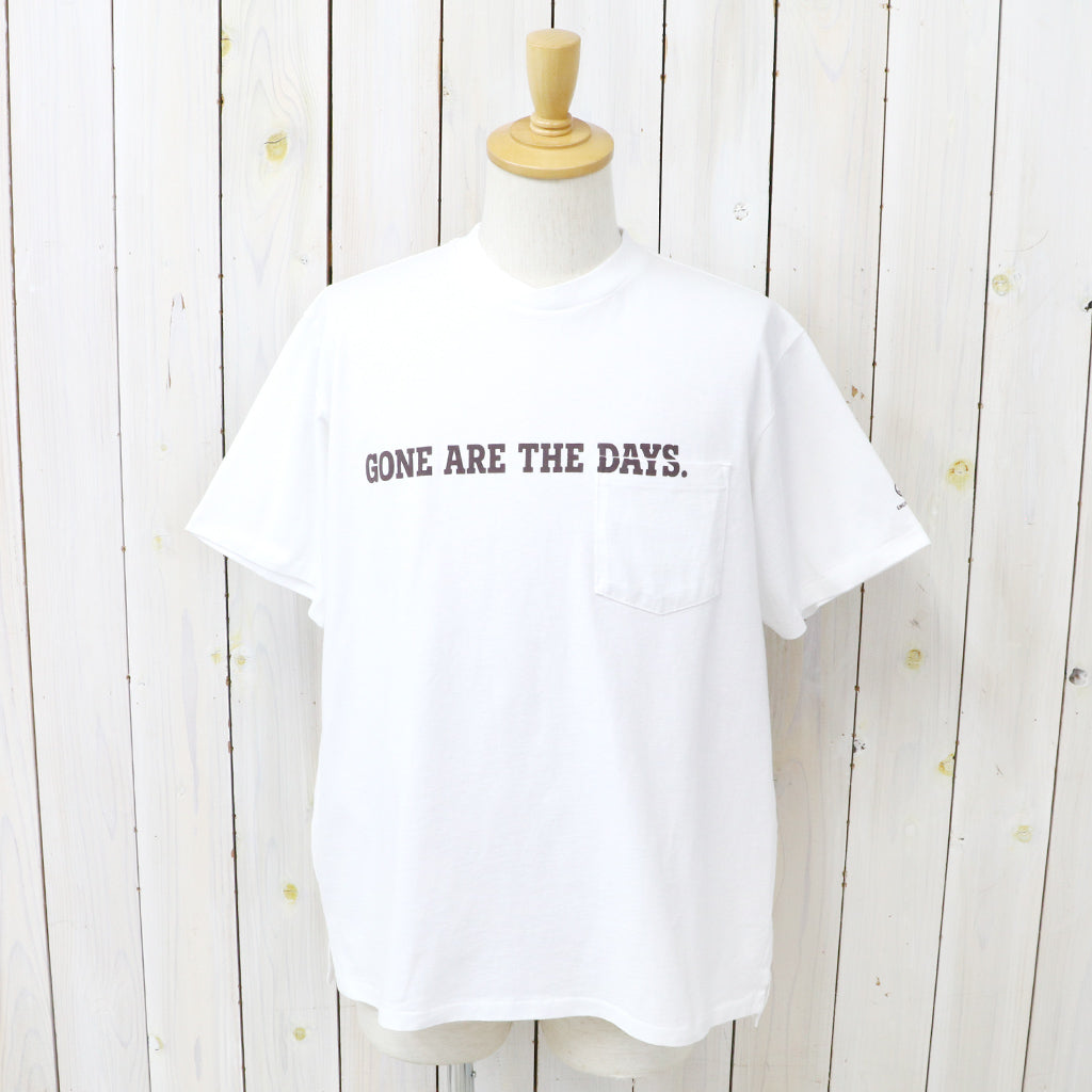 ENGINEERED GARMENTS : Printed Cross Crew Neck T-Shirt-Gone (White)