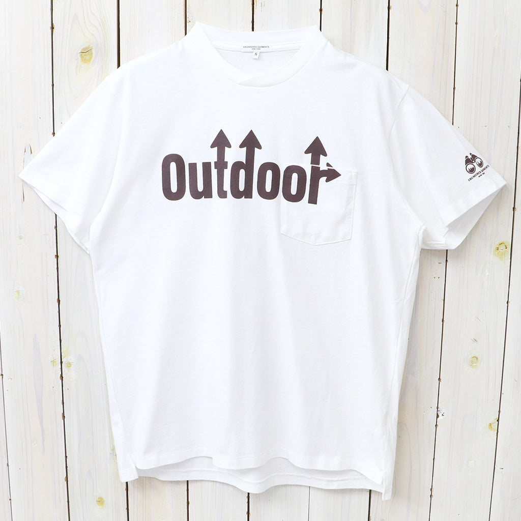 ENGINEERED GARMENTS : Printed Cross Crew Neck T-Shirt-Outdoor (White)