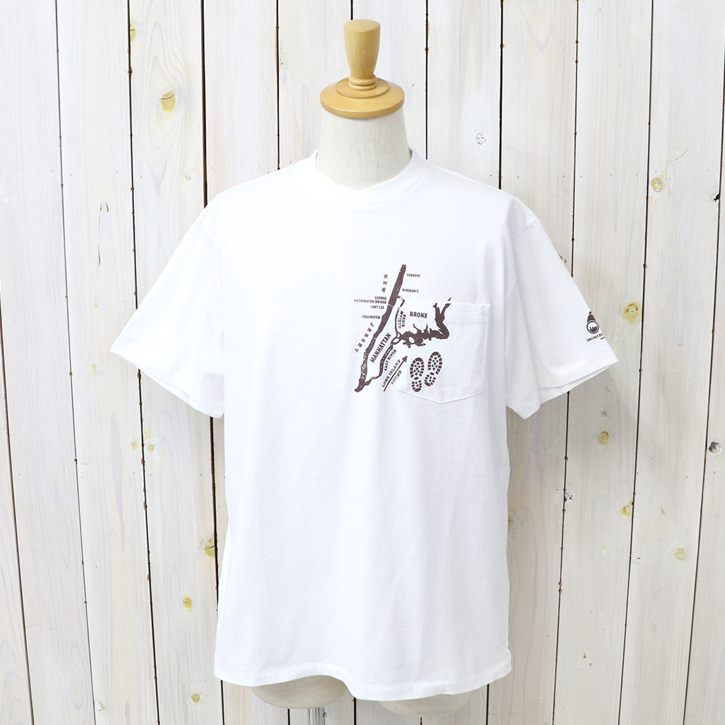 ENGINEERED GARMENTS : Printed Cross Crew Neck T-Shirt-Map (White)