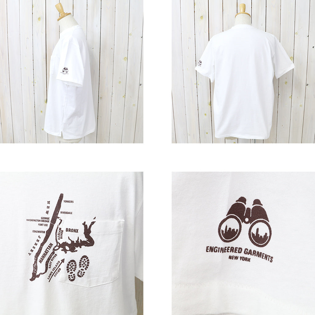 ENGINEERED GARMENTS : Printed Cross Crew Neck T-Shirt-Map (White)