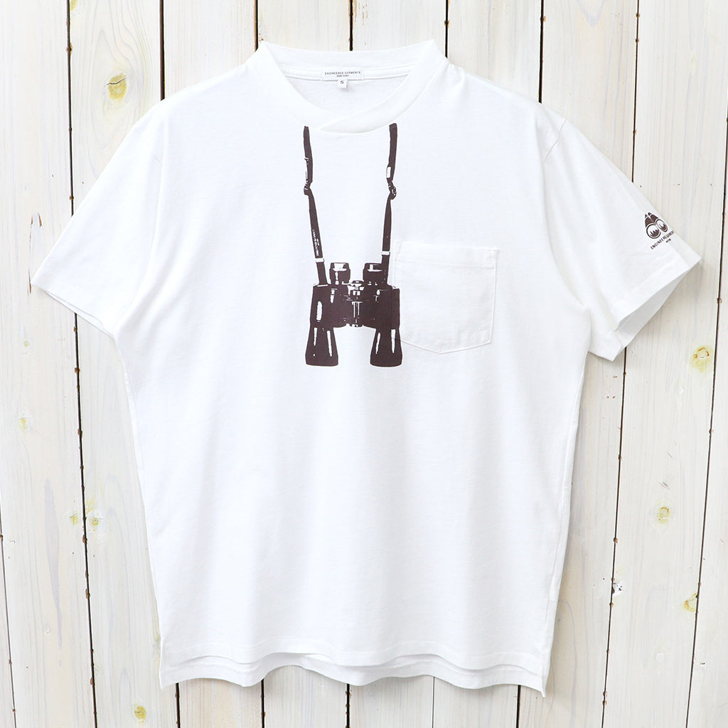 ENGINEERED GARMENTS : Printed Cross Crew Neck T-Shirt-Binocular (White)