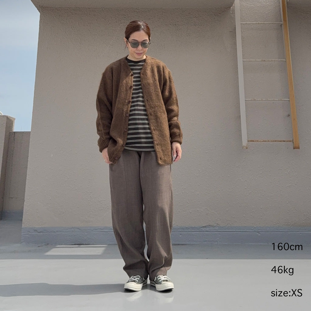 Needles : Mohair Crew Neck Cardigan-Solid (Brown)