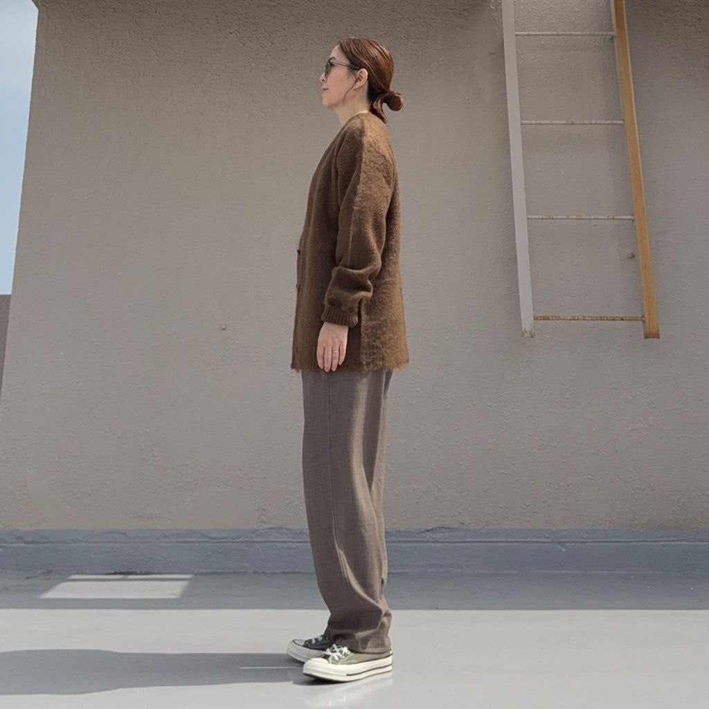 Needles : Mohair Crew Neck Cardigan-Solid (Brown)