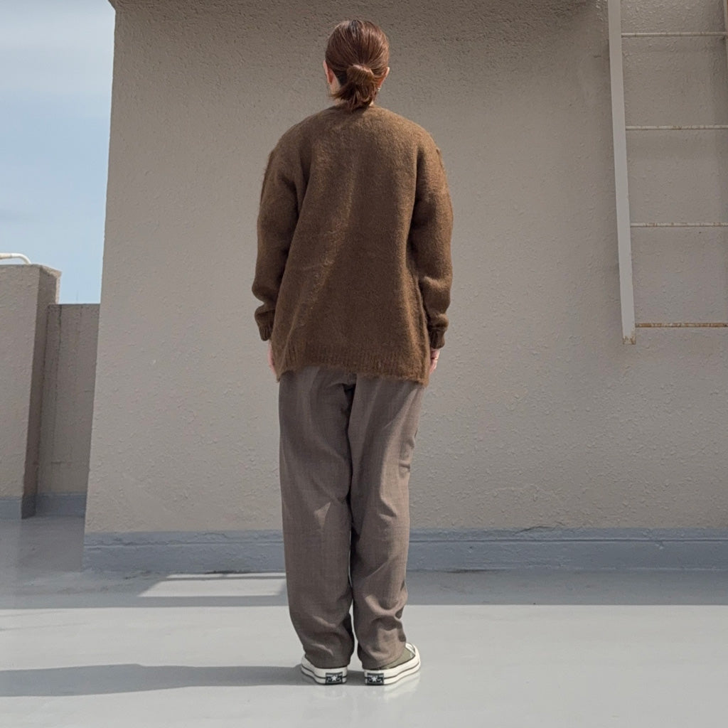 Needles : Mohair Crew Neck Cardigan-Solid (Brown)