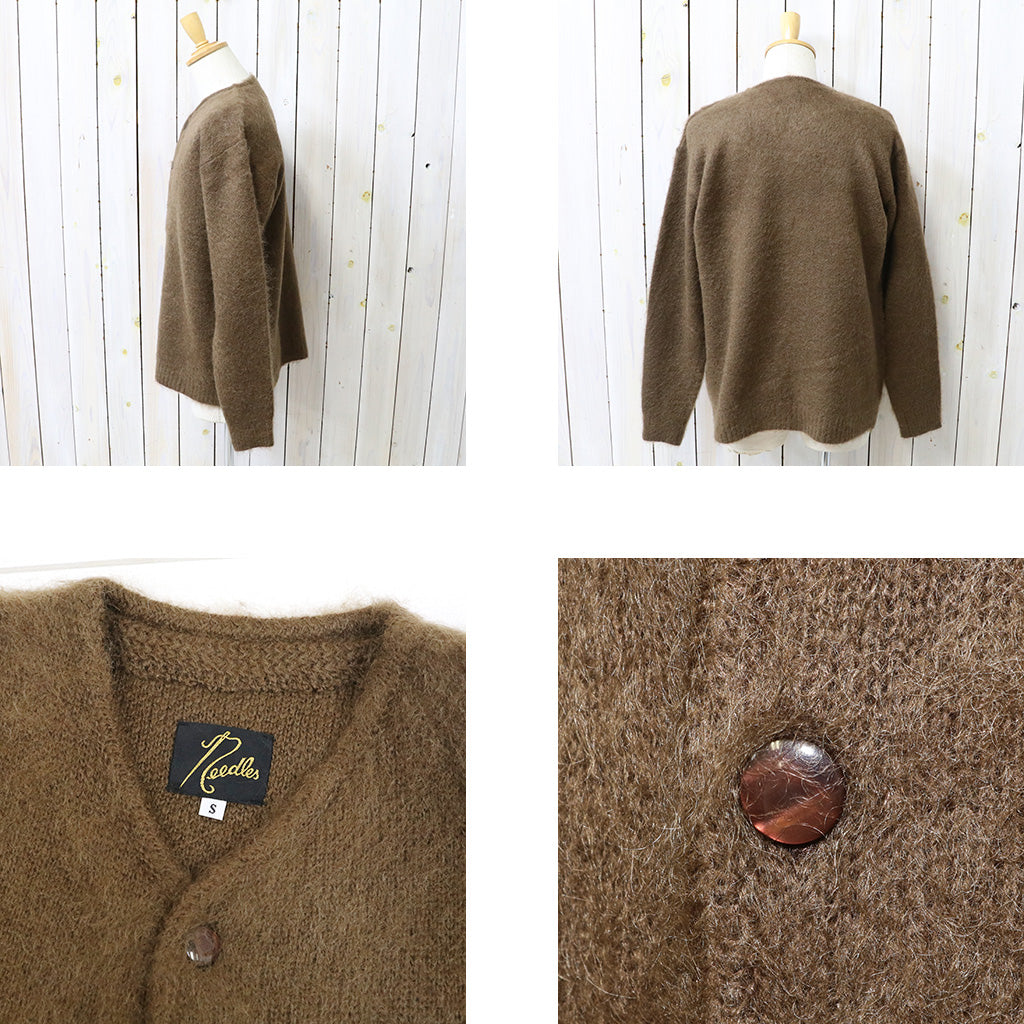 Needles : Mohair Crew Neck Cardigan-Solid (Brown) – Reggieshop
