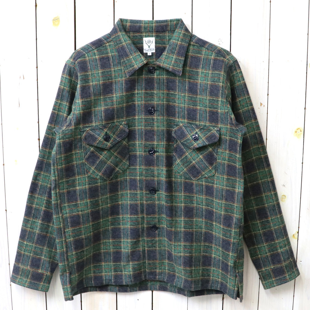 SOUTH2 WEST8 : Smokey Shirt-Cotton Plaid (Navy)