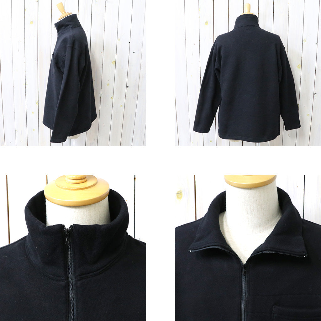 ENGINEERED GARMENTS : Zip Mock Neck-12oz Cotton Fleece (Black)