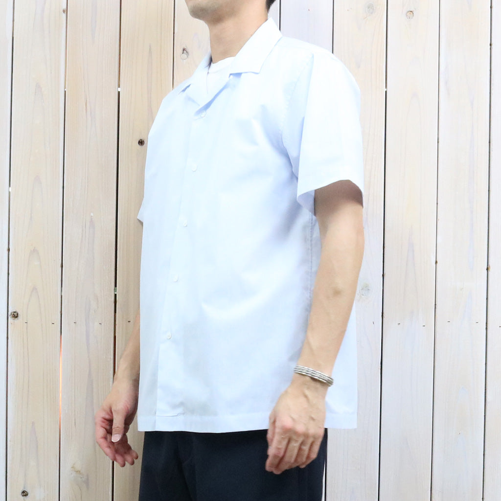NEUTRALWORKS. : SHORT SLEEVE OPEN COLLAR RAMIE MIXED SHIRT (ブルーストライプ)