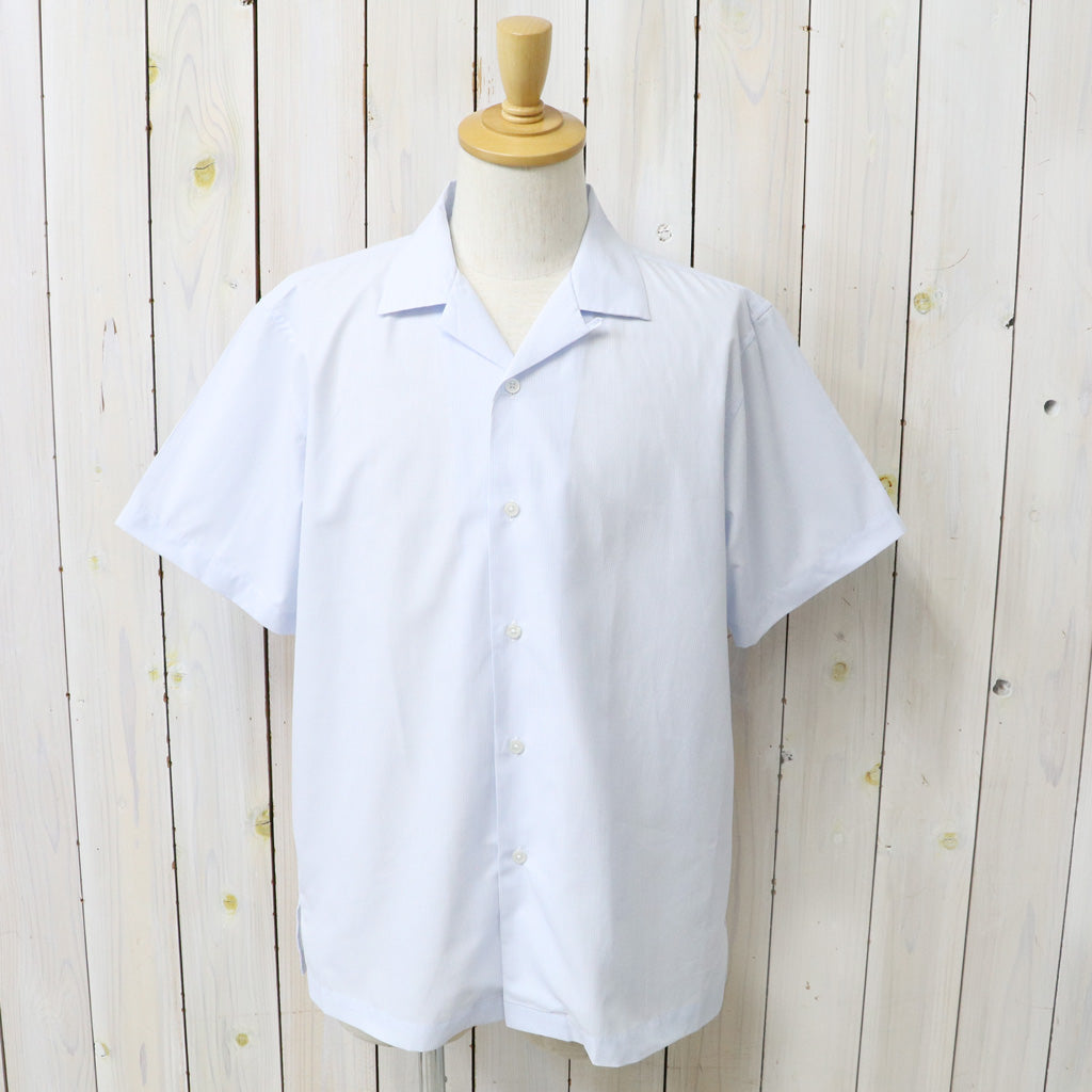 NEUTRALWORKS. : SHORT SLEEVE OPEN COLLAR RAMIE MIXED SHIRT (ブルーストライプ)