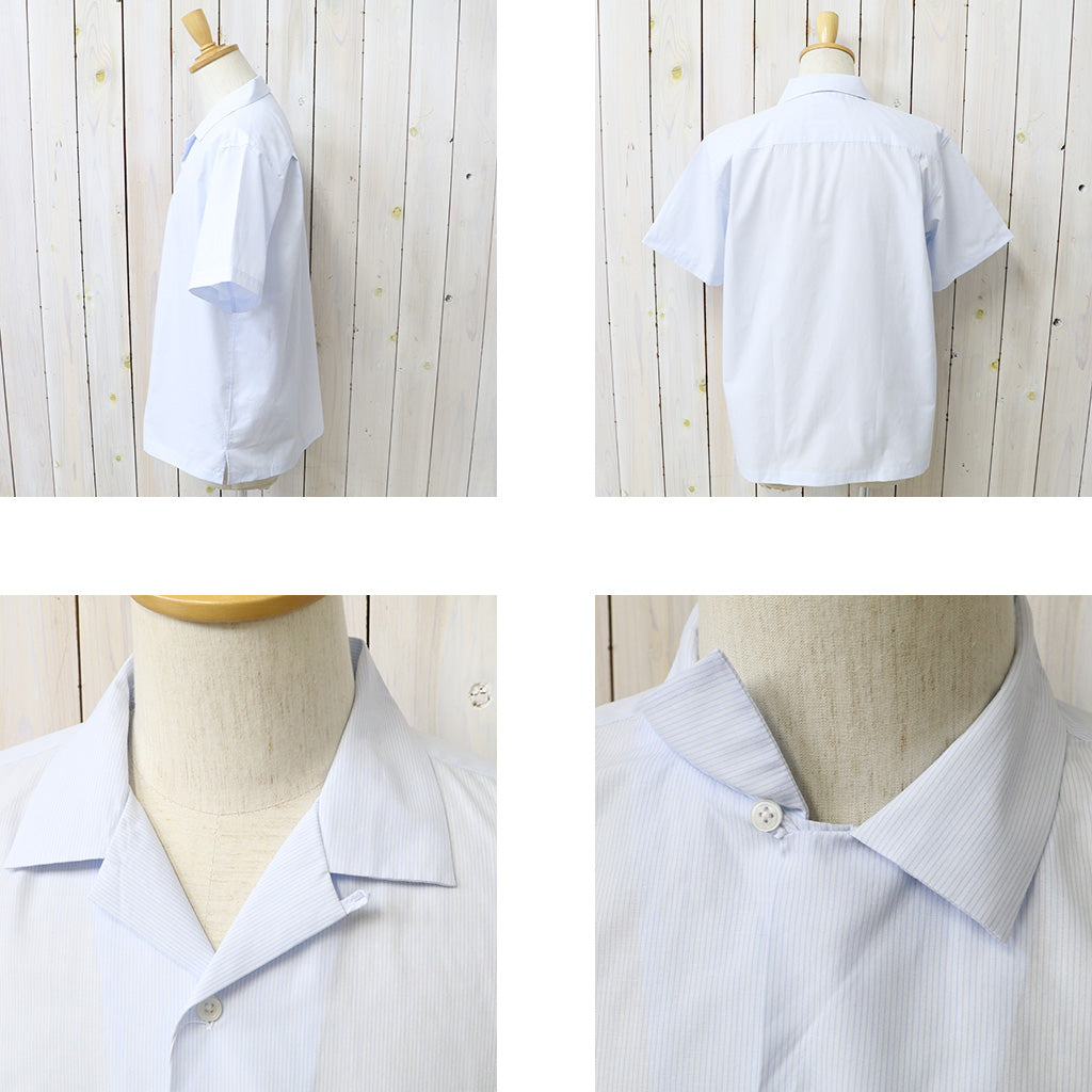 NEUTRALWORKS. : SHORT SLEEVE OPEN COLLAR RAMIE MIXED SHIRT (ブルーストライプ)