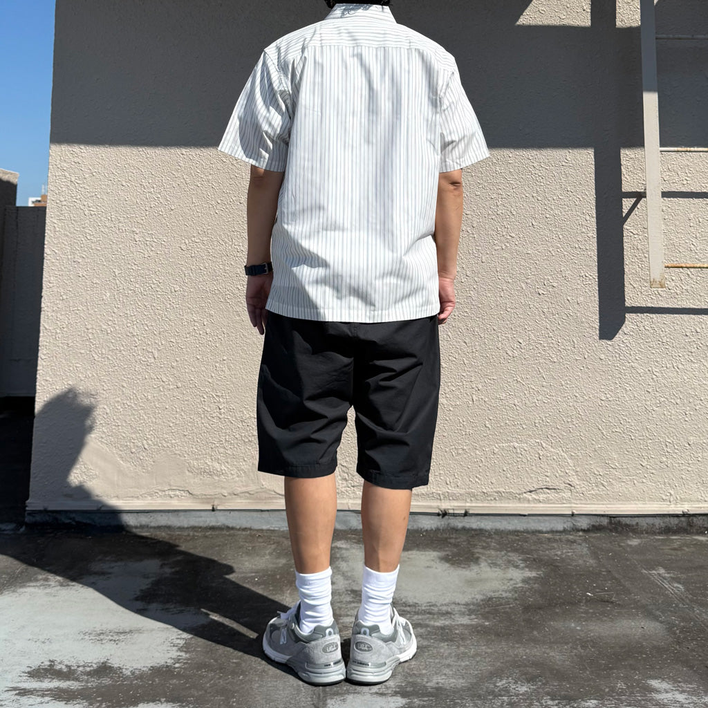 NEUTRALWORKS. : SHORT SLEEVE OPEN COLLAR RAMIE MIXED SHIRT (オフノベルティーストライプ)