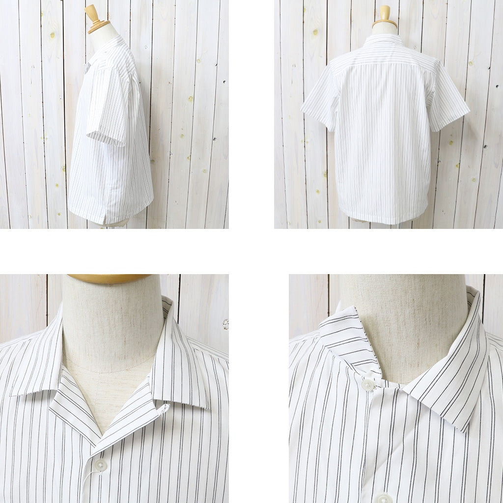 NEUTRALWORKS. : SHORT SLEEVE OPEN COLLAR RAMIE MIXED SHIRT (オフノベルティーストライプ)