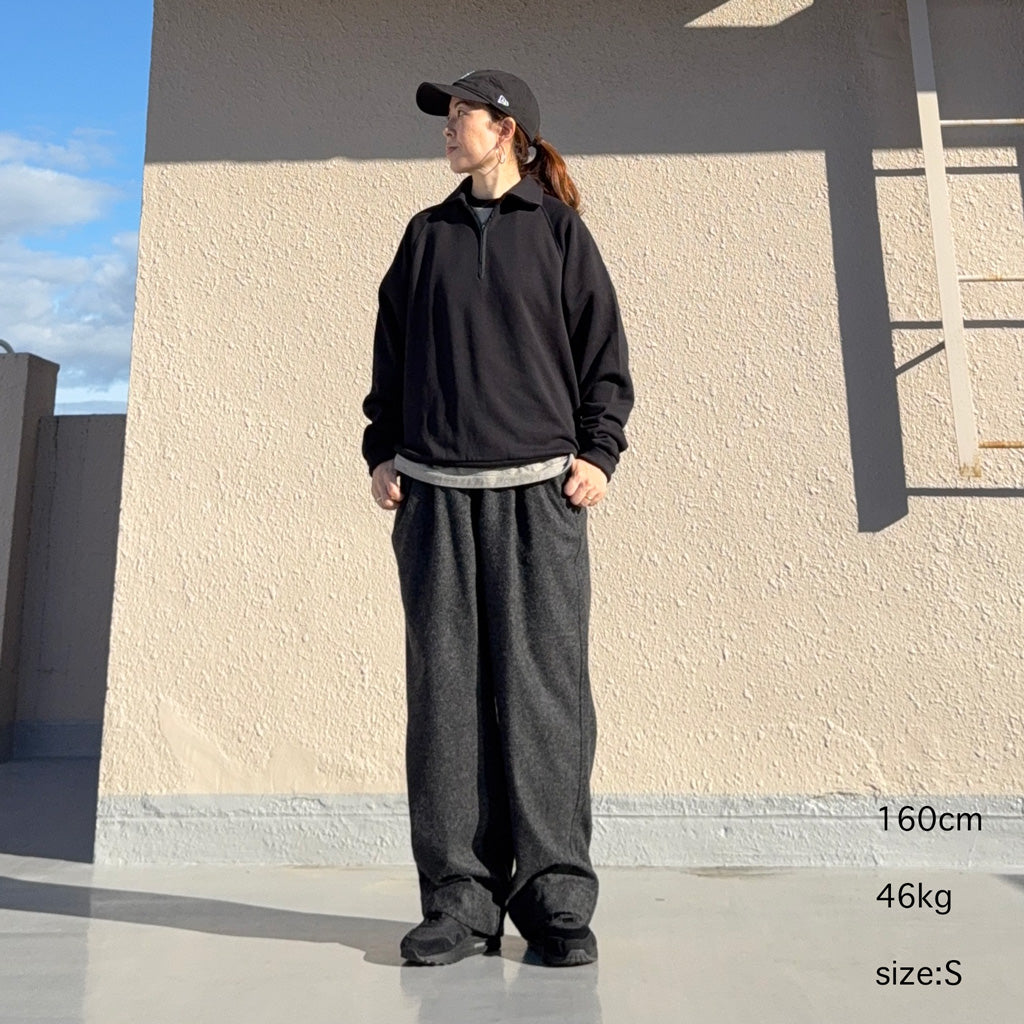 NEUTRALWORKS. : SWEAT HALF ZIP (BLACK)