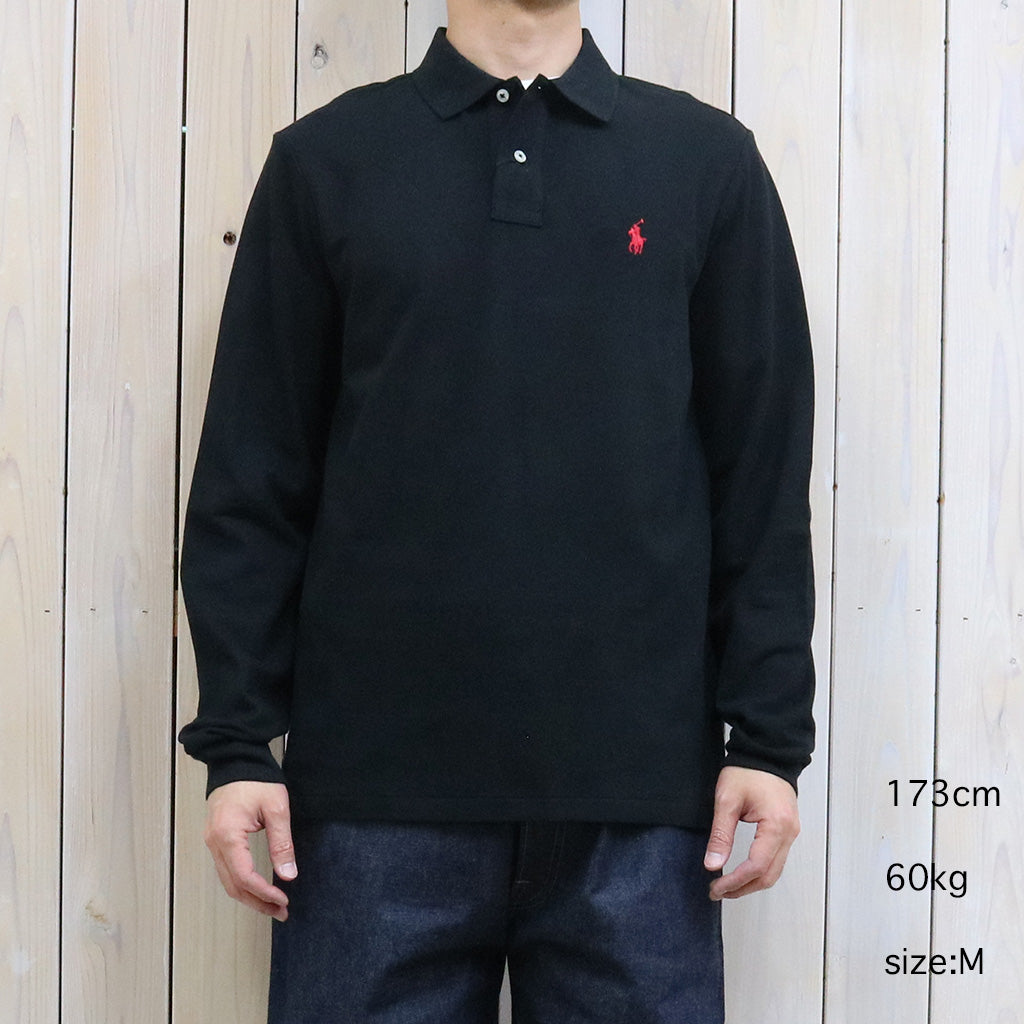 POLO RALPH LAUREN『カスタム スリムフィット メッシュ ロングスリーブ ポロシャツ』(BLACK)