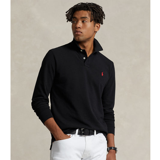 POLO RALPH LAUREN『カスタム スリムフィット メッシュ ロングスリーブ ポロシャツ』(BLACK)