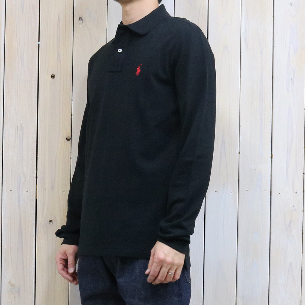 POLO RALPH LAUREN『カスタム スリムフィット メッシュ ロングスリーブ ポロシャツ』(BLACK)
