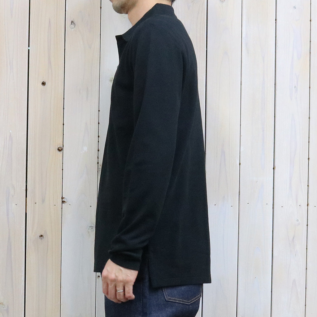 POLO RALPH LAUREN『カスタム スリムフィット メッシュ ロングスリーブ ポロシャツ』(BLACK)