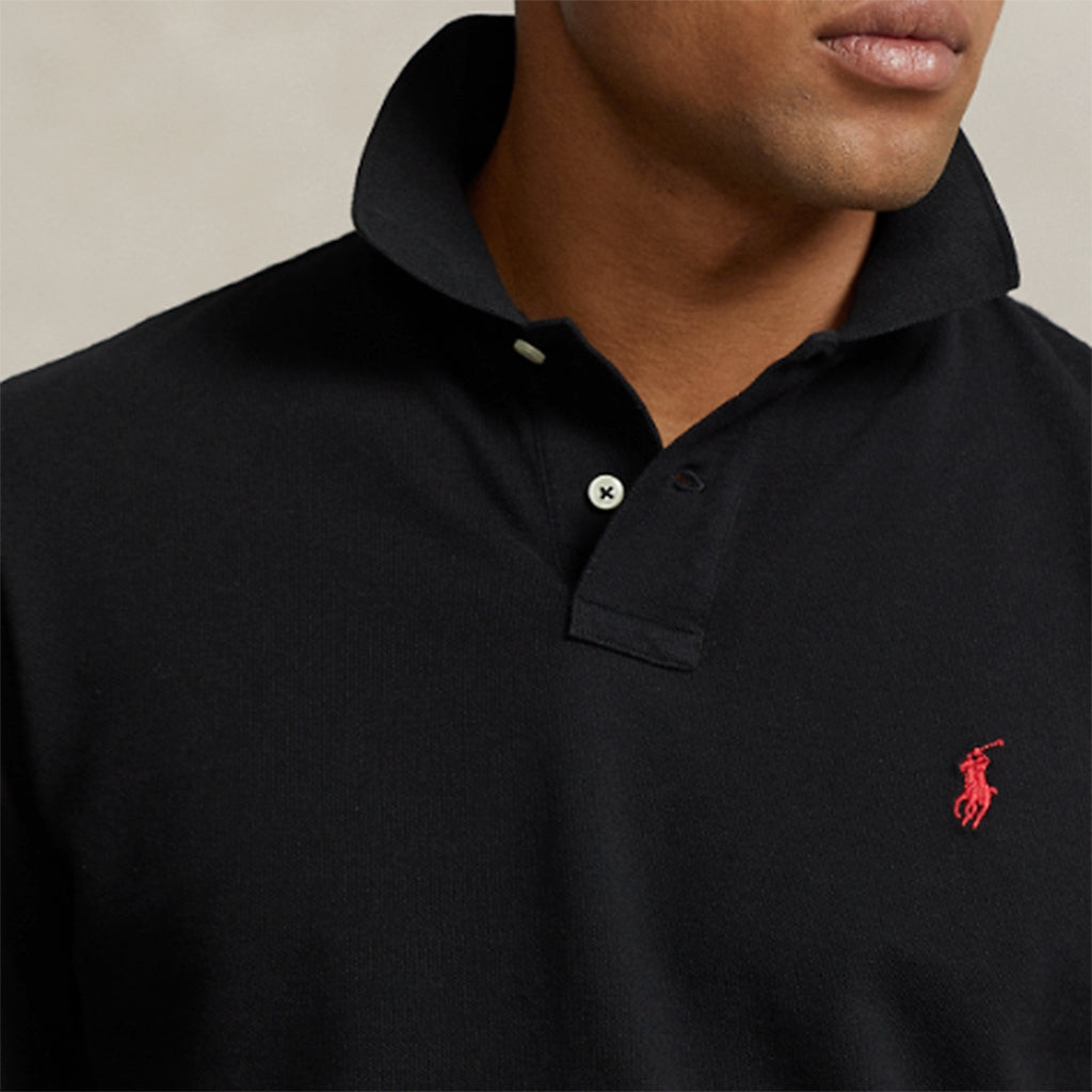 POLO RALPH LAUREN『カスタム スリムフィット メッシュ ロングスリーブ ポロシャツ』(BLACK)