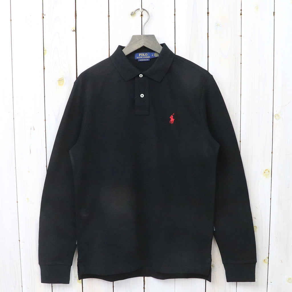 POLO RALPH LAUREN『カスタム スリムフィット メッシュ ロングスリーブ ポロシャツ』(BLACK)