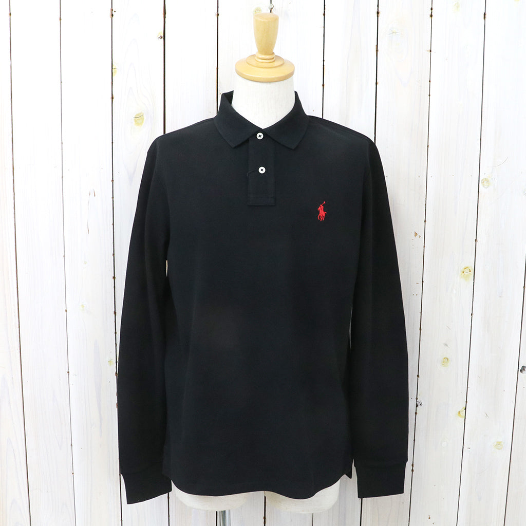 POLO RALPH LAUREN『カスタム スリムフィット メッシュ ロングスリーブ ポロシャツ』(BLACK)