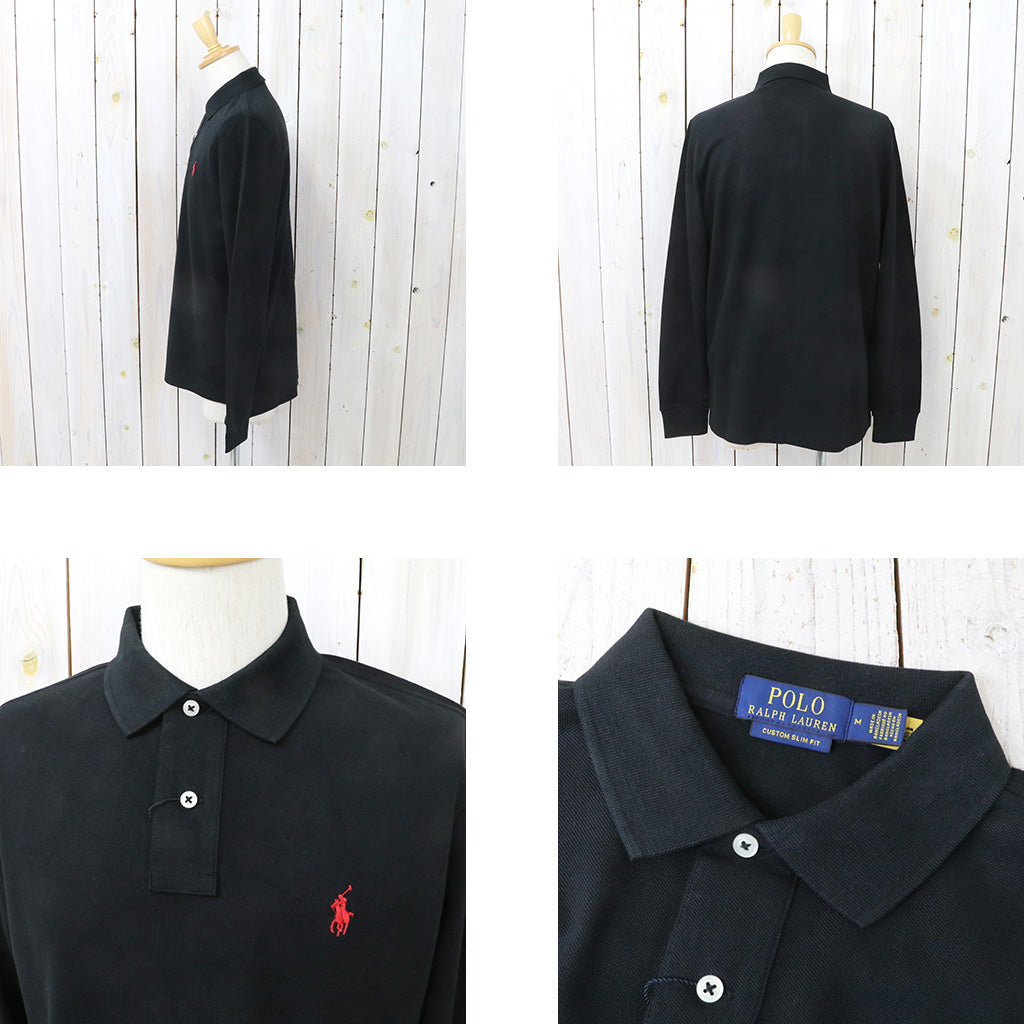 POLO RALPH LAUREN『カスタム スリムフィット メッシュ ロングスリーブ ポロシャツ』(BLACK)