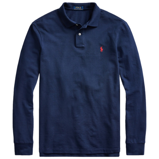 POLO RALPH LAUREN『カスタム スリムフィット メッシュ ロングスリーブ ポロシャツ』(BLUE)