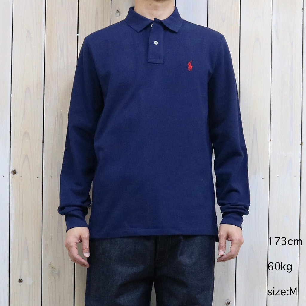 POLO RALPH LAUREN『カスタム スリムフィット メッシュ ロングスリーブ ポロシャツ』(BLUE)