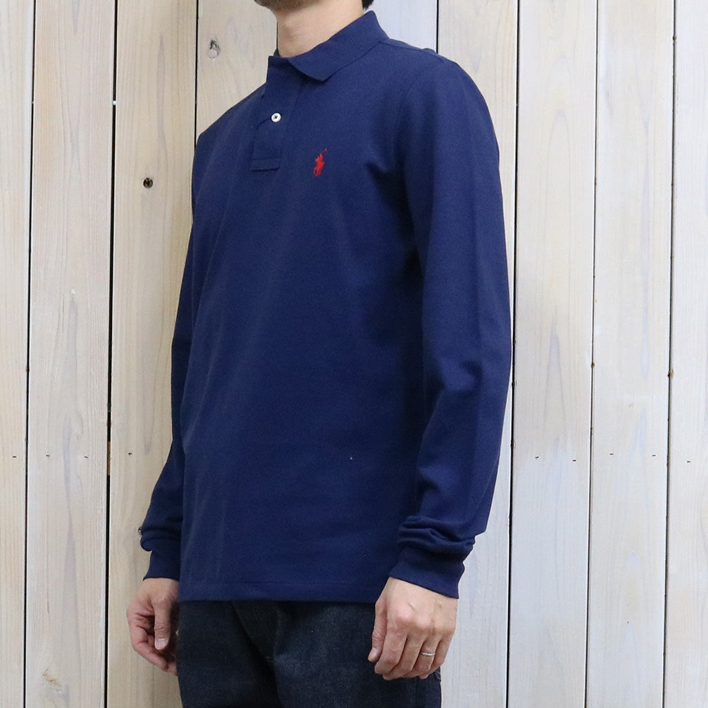 POLO RALPH LAUREN『カスタム スリムフィット メッシュ ロングスリーブ ポロシャツ』(BLUE)