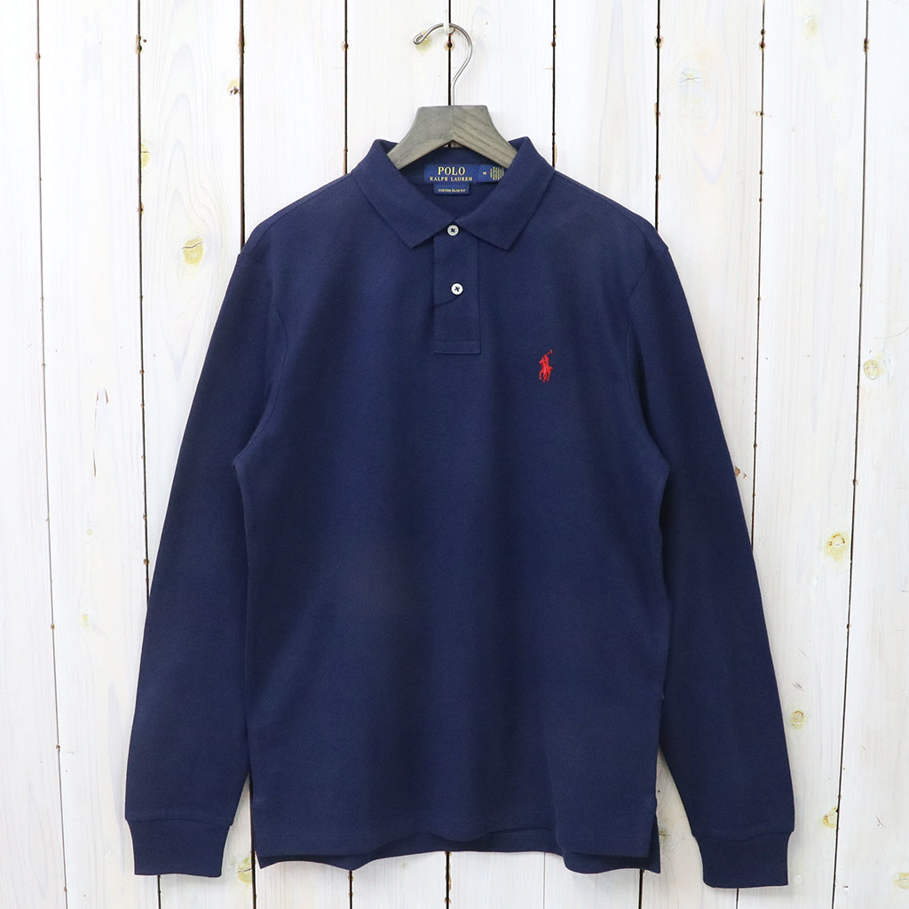 【SALE40%OFF】POLO RALPH LAUREN : カスタム スリムフィット メッシュ ロングスリーブ ポロシャツ (BLUE)