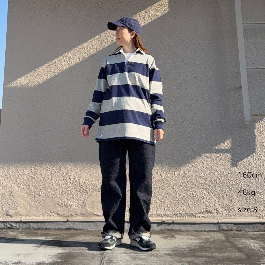 POLO RALPH LAUREN『ビックフィット ストライプド ジャージー ラグビーシャツ』(NAVY/GREY)