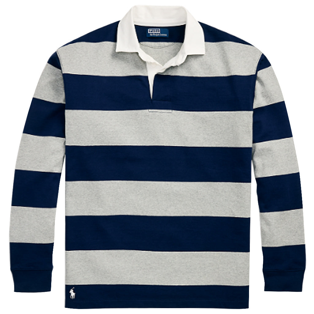 POLO RALPH LAUREN『ビックフィット ストライプド ジャージー ラグビーシャツ』(NAVY/GREY)