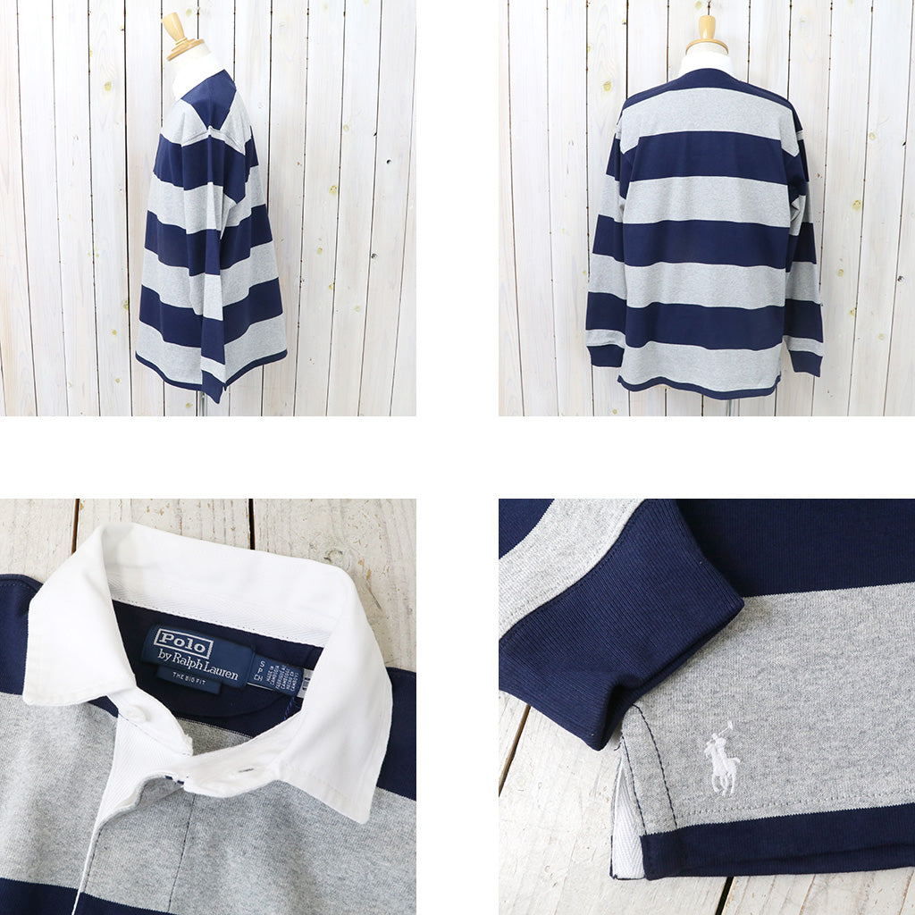 POLO RALPH LAUREN『ビックフィット ストライプド ジャージー ラグビーシャツ』(NAVY/GREY)