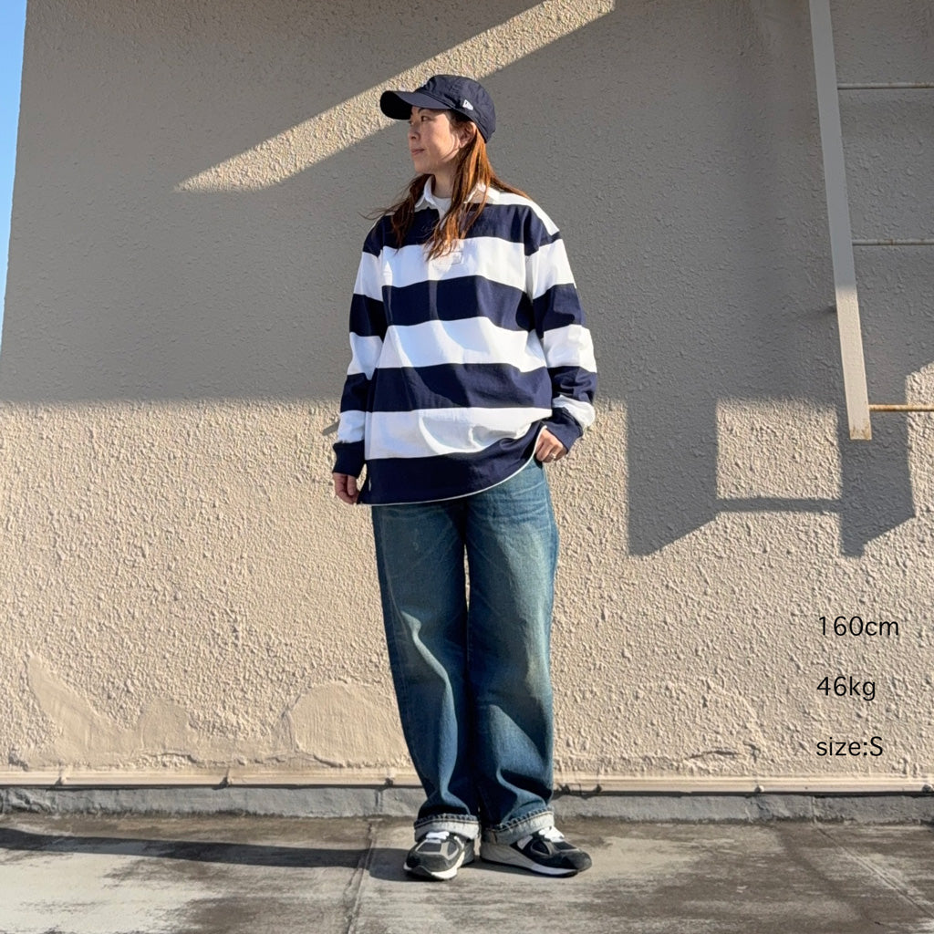 POLO RALPH LAUREN『ビックフィット ストライプド ジャージー ラグビーシャツ』(WHITE/NAVY)