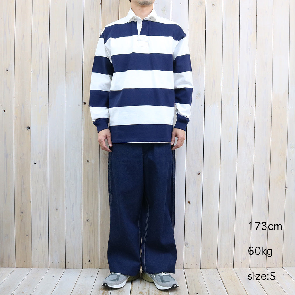 POLO RALPH LAUREN『ビックフィット ストライプド ジャージー ラグビーシャツ』(WHITE/NAVY)