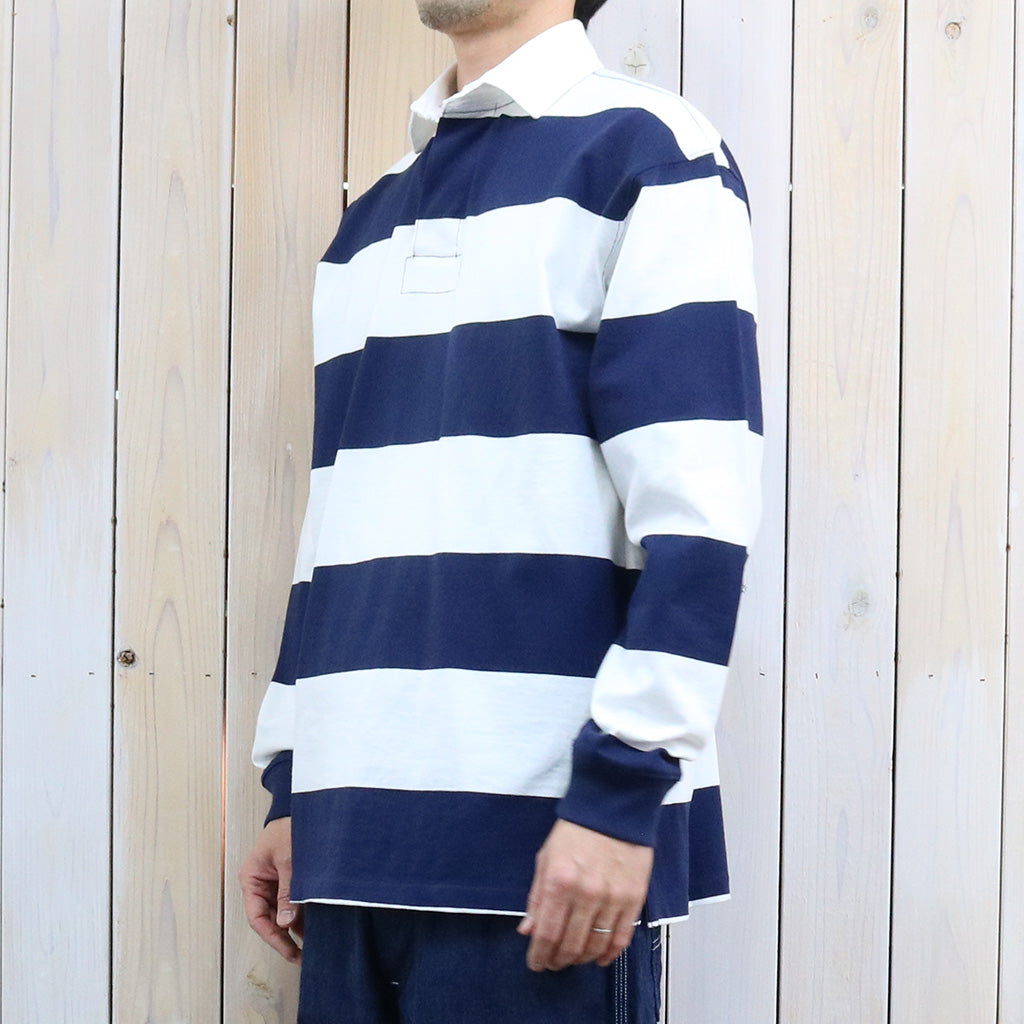 【SALE40%OFF】POLO RALPH LAUREN : ビックフィット ストライプド ジャージー ラグビーシャツ (WHITE/NAVY)