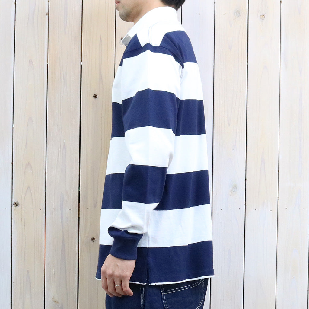 【SALE40%OFF】POLO RALPH LAUREN : ビックフィット ストライプド ジャージー ラグビーシャツ (WHITE/NAVY)