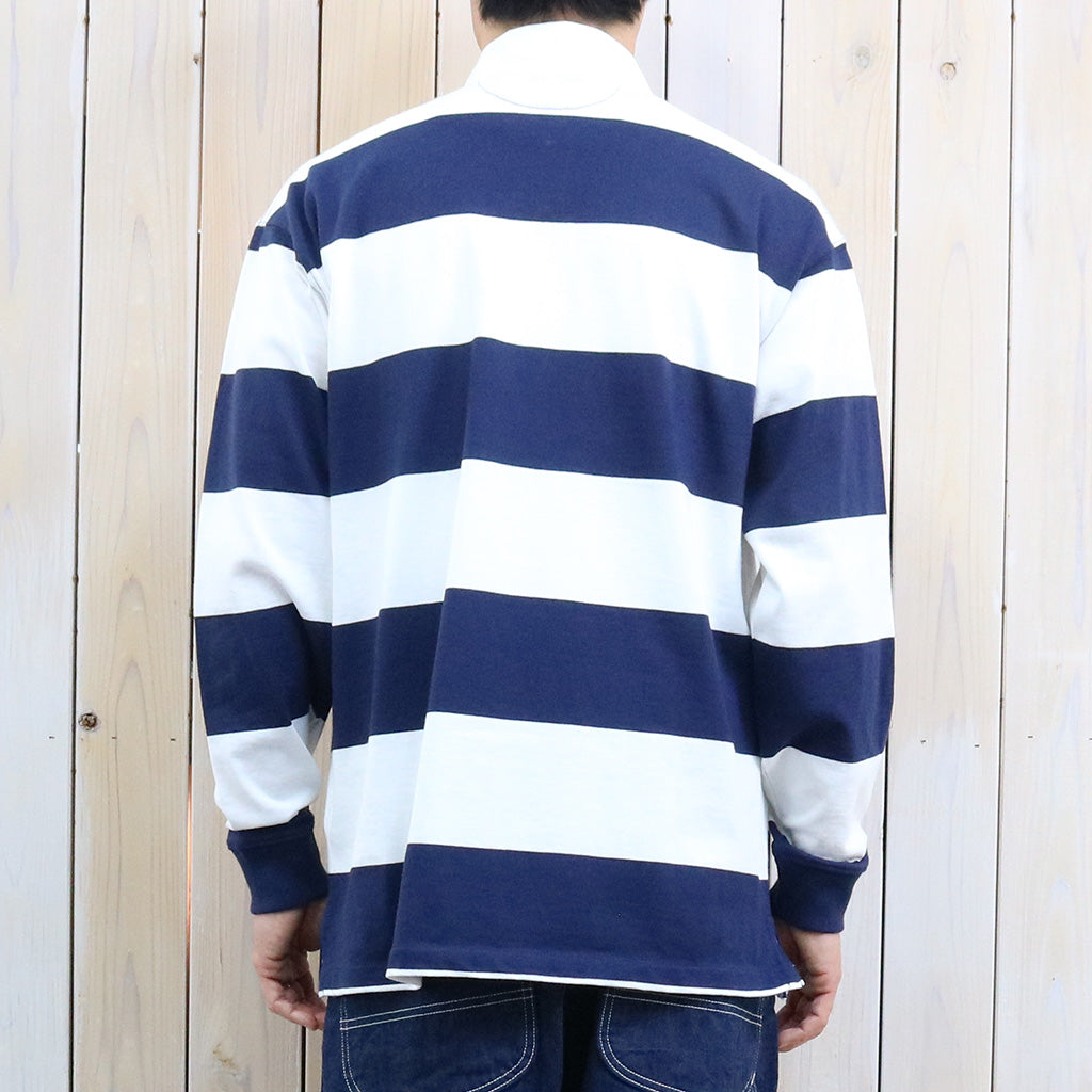 【SALE40%OFF】POLO RALPH LAUREN : ビックフィット ストライプド ジャージー ラグビーシャツ (WHITE/NAVY)