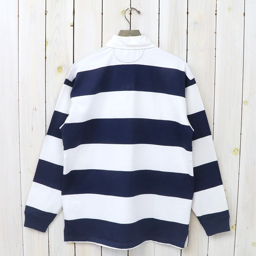【SALE40%OFF】POLO RALPH LAUREN : ビックフィット ストライプド ジャージー ラグビーシャツ (WHITE/NAVY)