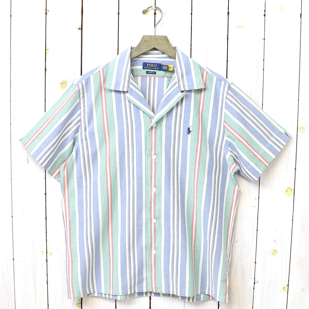 POLO RALPH LAUREN : クラシック フィット ストライプド シャンブレー キャンプ シャツ (BLUE)