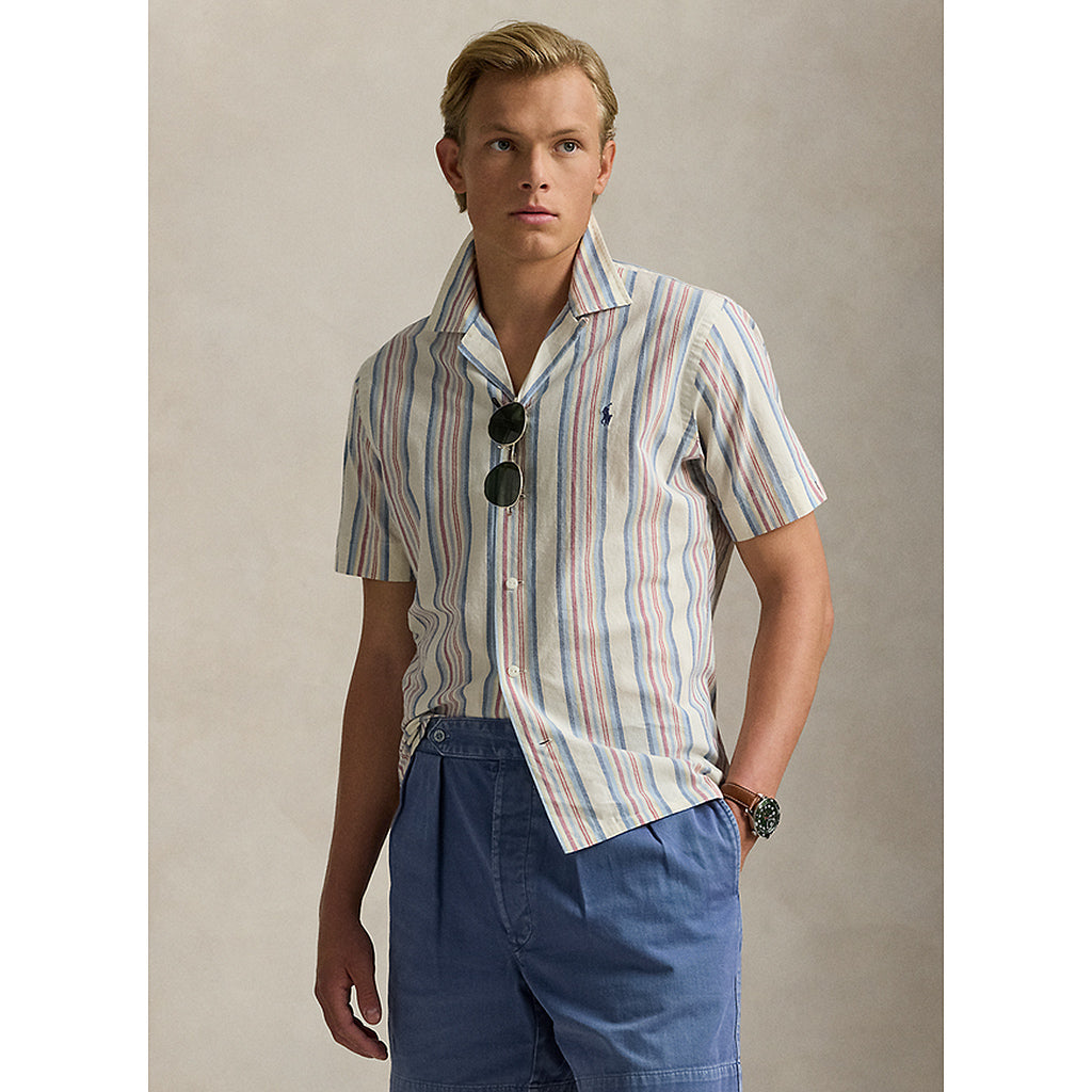 POLO RALPH LAUREN『クラシック フィット ストライプド シャンブレー キャンプ シャツ』(NATURAL)