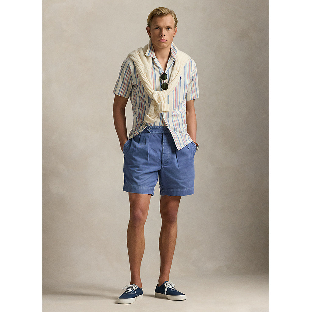POLO RALPH LAUREN『クラシック フィット ストライプド シャンブレー キャンプ シャツ』(NATURAL)