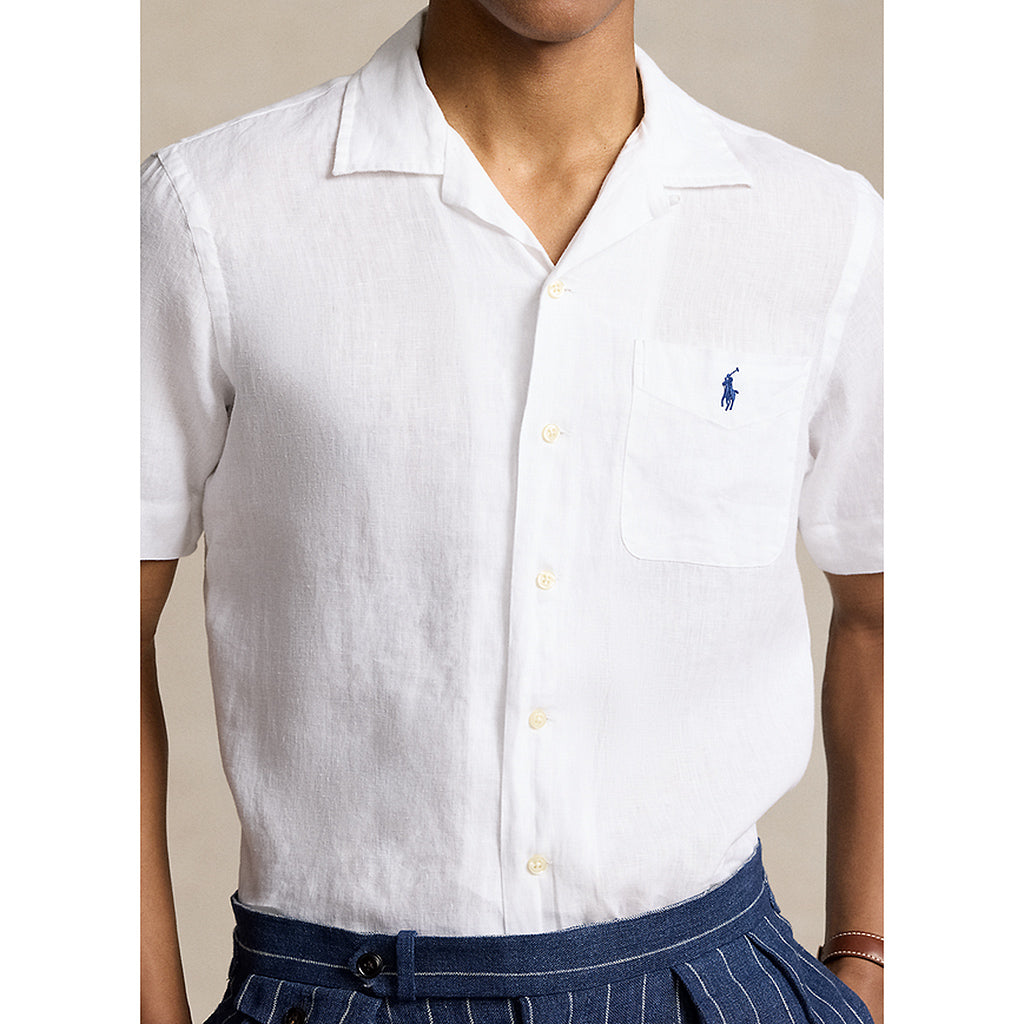 POLO RALPH LAUREN : クラシックフィット リネン キャンプシャツ (WHITE)