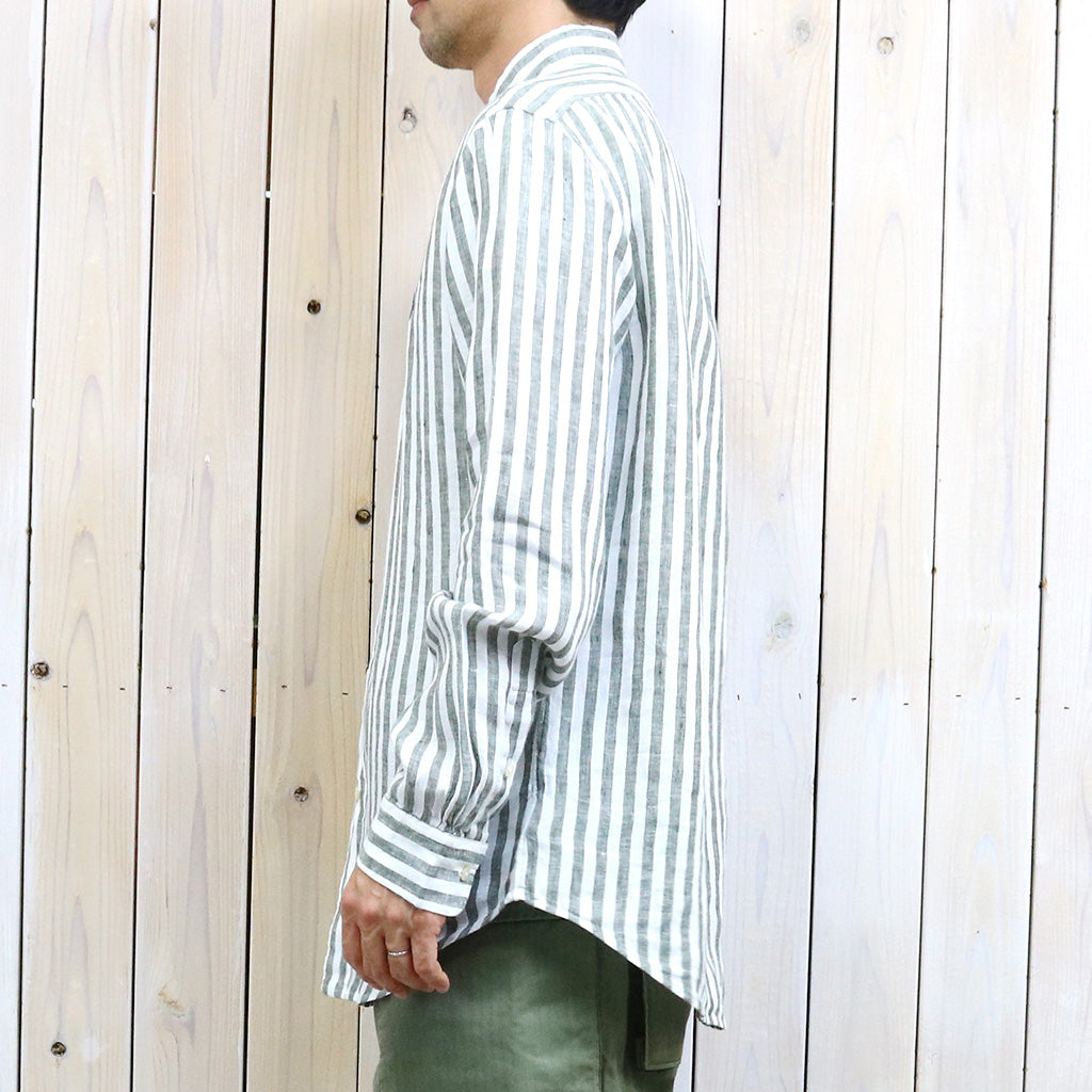 POLO RALPH LAUREN : カスタムフィット リネン ボタンダウンシャツ (OLIVE STRIPE)