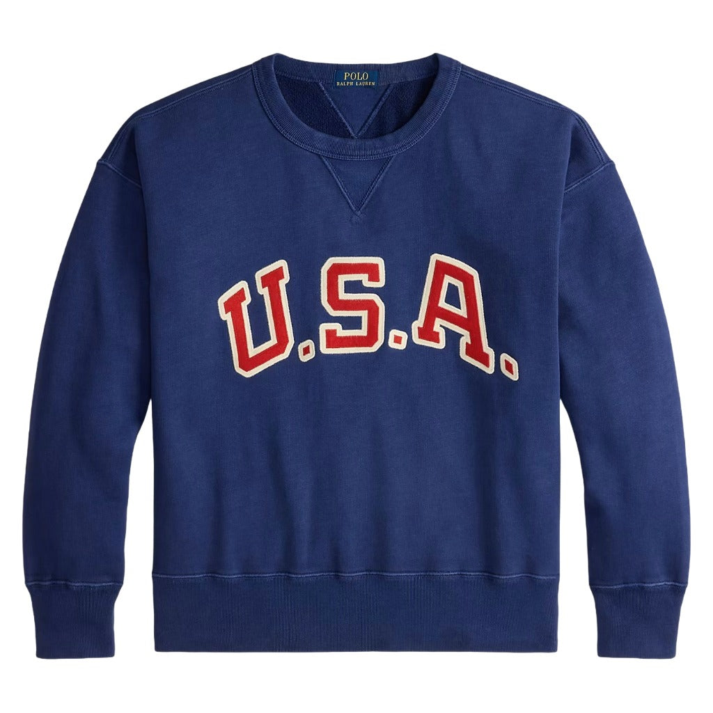 POLO RALPH LAUREN : VINTAGE FIT USA CREW NECK SWEAT (DARK COBALT)