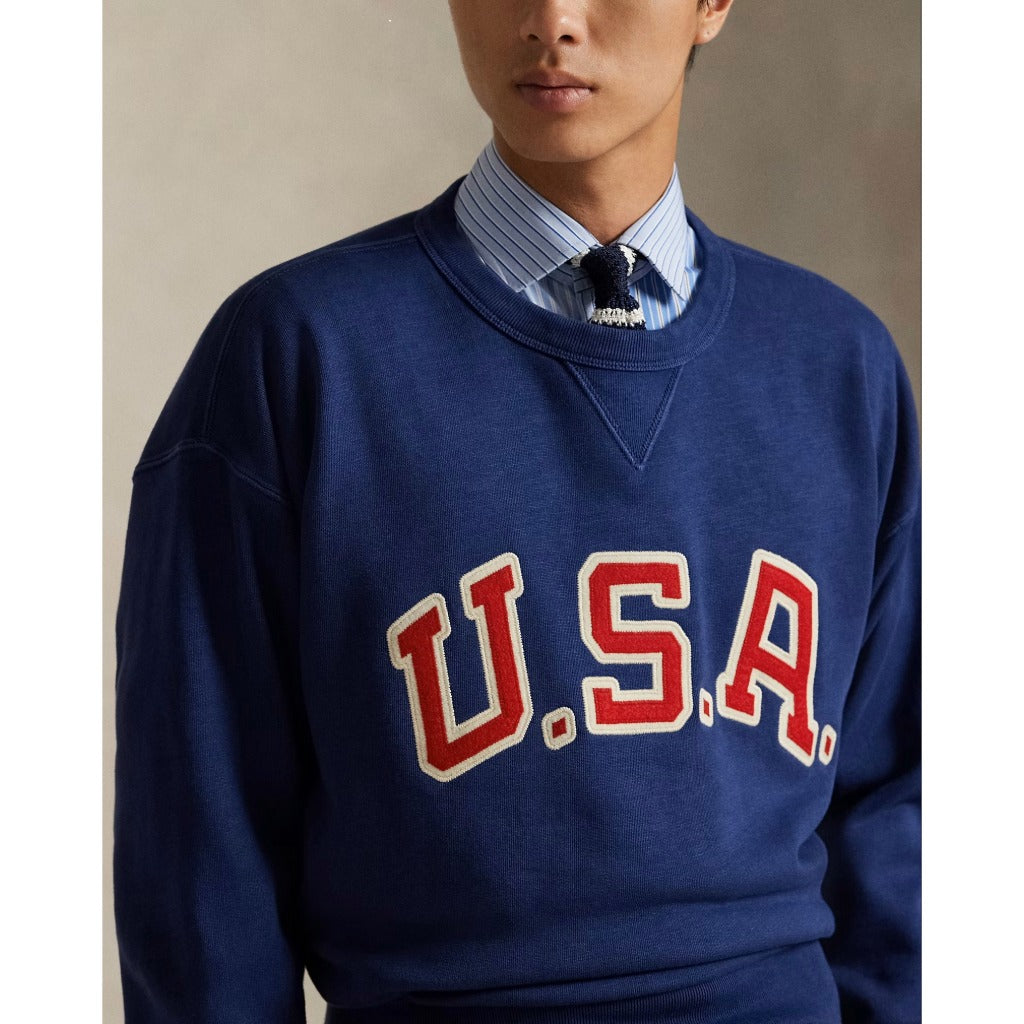 POLO RALPH LAUREN : VINTAGE FIT USA CREW NECK SWEAT (DARK COBALT)