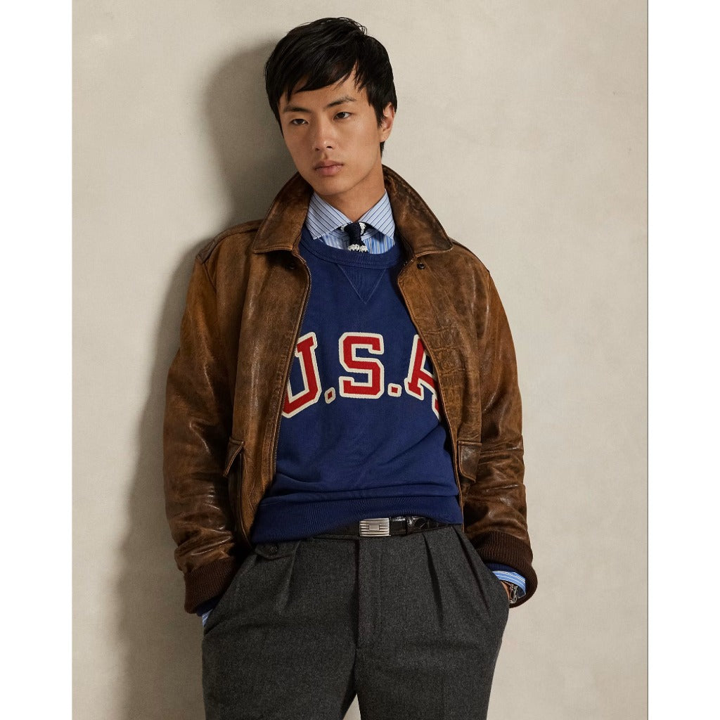 POLO RALPH LAUREN : VINTAGE FIT USA CREW NECK SWEAT (DARK COBALT)