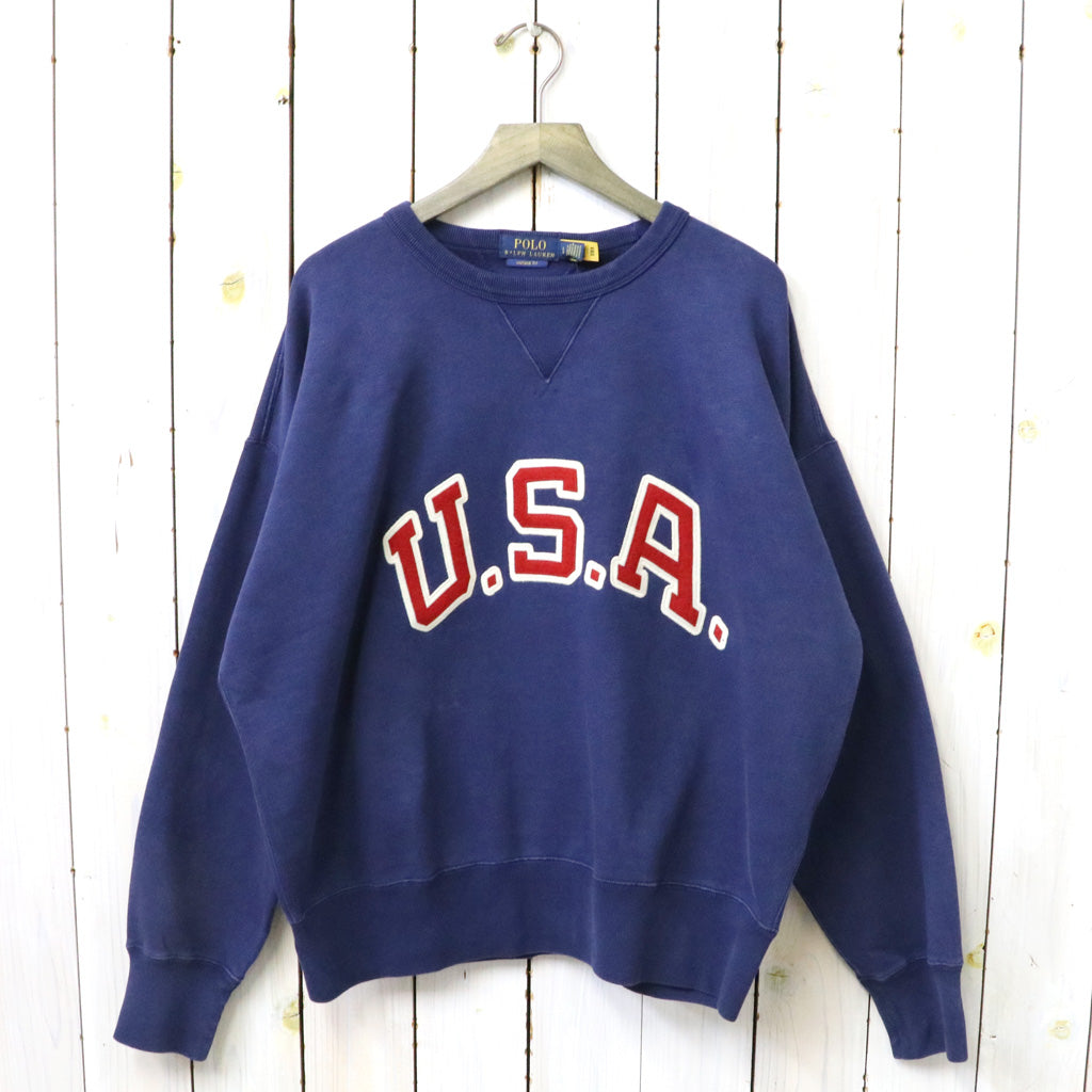 POLO RALPH LAUREN : VINTAGE FIT USA CREW NECK SWEAT (DARK COBALT)