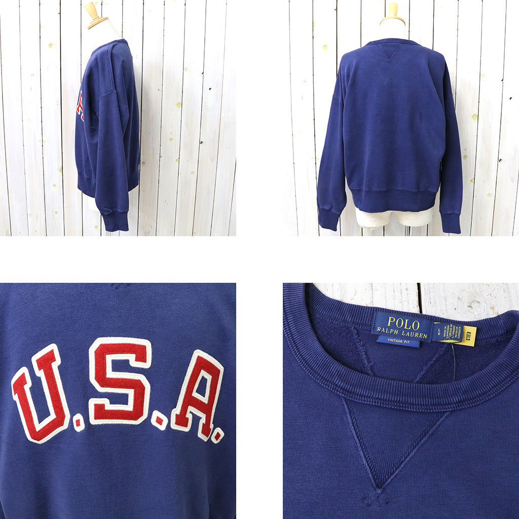 POLO RALPH LAUREN : VINTAGE FIT USA CREW NECK SWEAT (DARK COBALT)