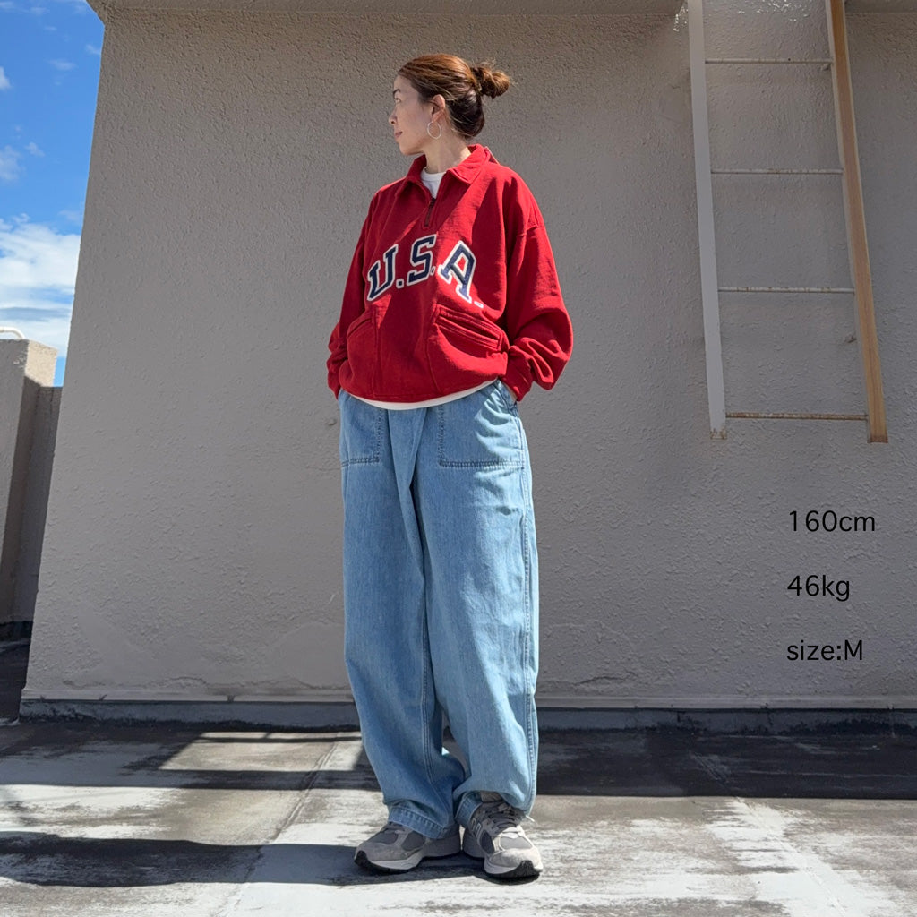 POLO RALPH LAUREN : VINTAGE FIT USA HALF ZIP SWEAT (RED)